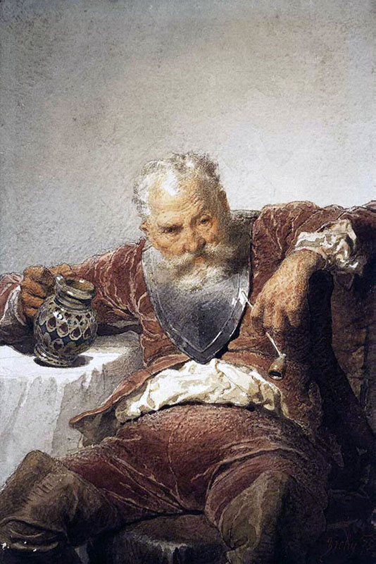 Fallstaff with Wine and Pipe